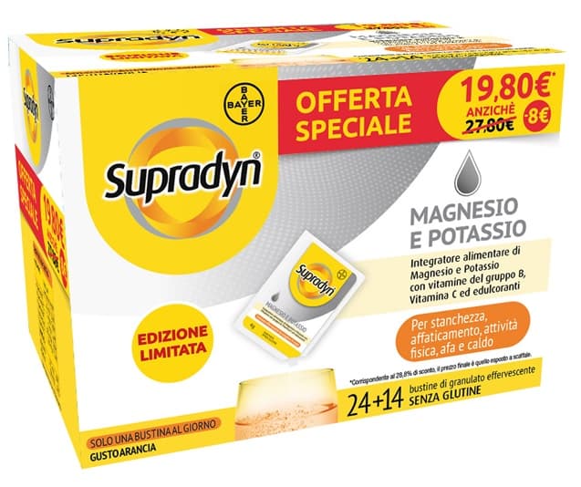 Supradyn magnesio e potassio 38 bustine - Integratore per la stanchezza e l'affaticamento