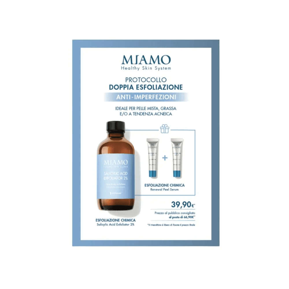 Miamo Protocollo Doppia Esfoliazione Anti Imperfezioni Salicylic Acid Exfoliator 2% + Renewal Pelle Serum 2 x 5ml