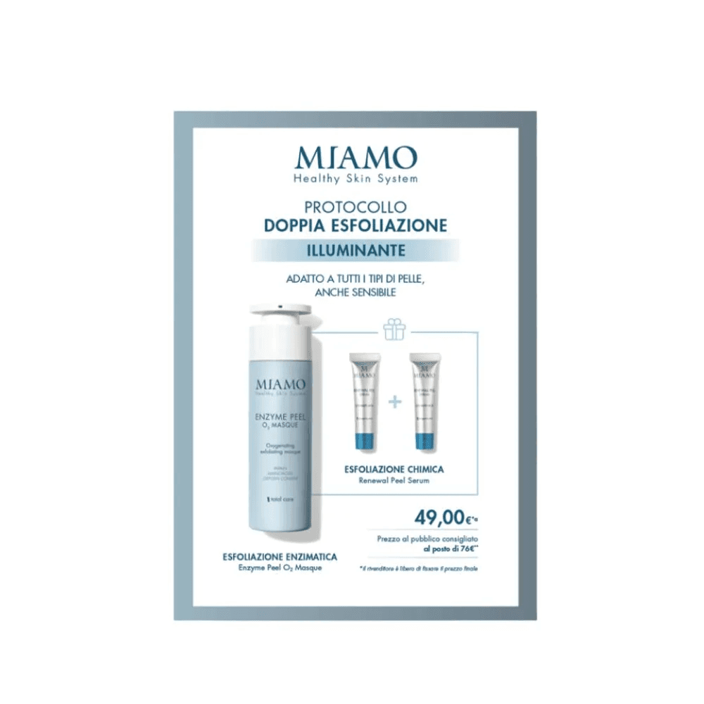 Miamo Protocollo Doppia Esfoliazione Illuminante Enzyme Peel + 2 Tubetti di Renewal Peel in Regalo