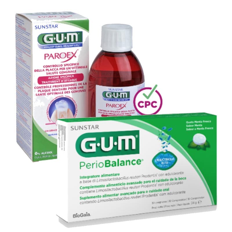 GUM Salute e Igiene Dentale Paroex 0,20 Collutorio 200 ml Periobalance Integratore Alimentare 30 Compresse