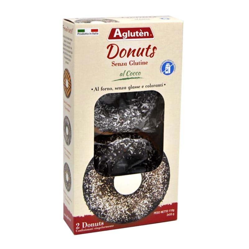Agluten Prodotti Speciali senza Glutine Dolci e Merende Donuts Cocco e Cioccolato 110 g