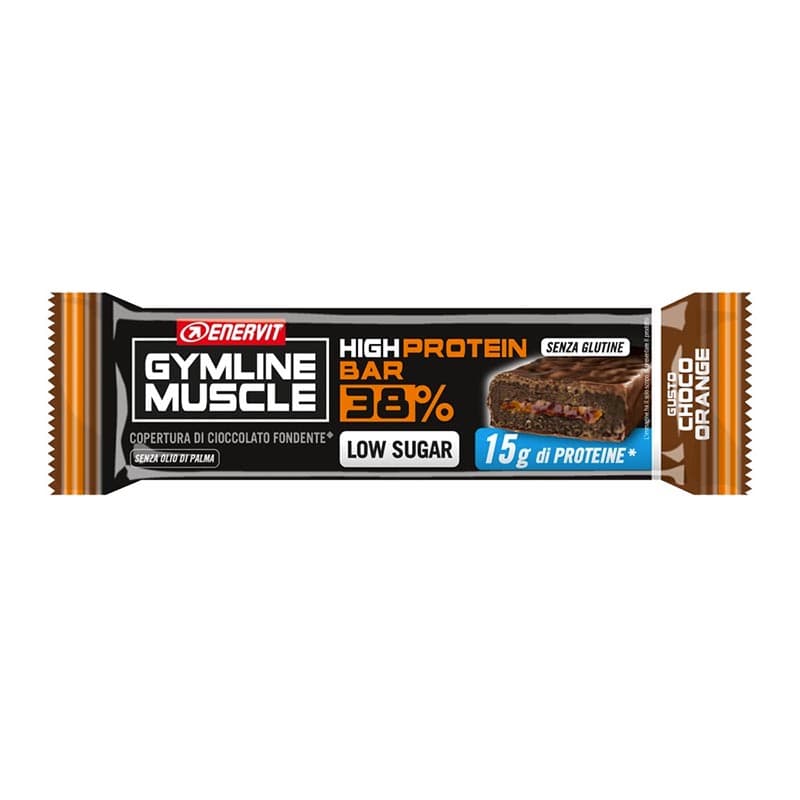 Enervit Gymline High Protein Barretta Proteica 38% Gusto Cioccolato e Arancia 1 Barretta da 55 gr