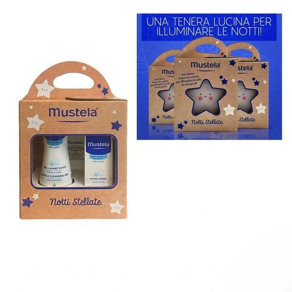 Mustela Notti Stellate Cofanetto Regalo Bagnetto Mille Bolle 200ml + Hydra Bébé Crema Viso 40ml + Lucina Notte