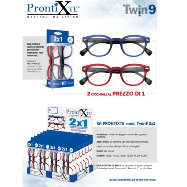 Occhiale da lettura premontato prontixte kit twin8 24 confezioni doppie