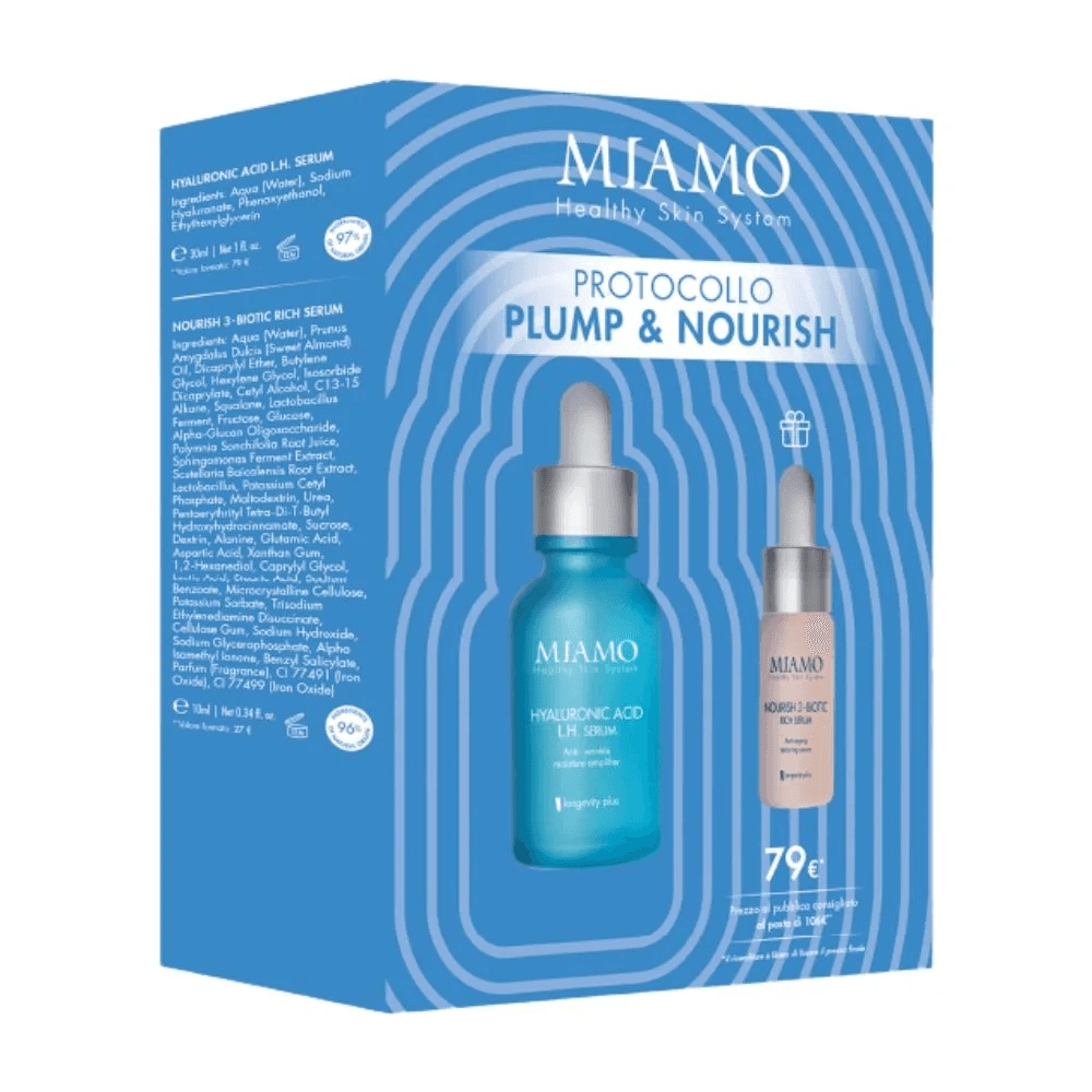Miamo Protocollo Plump & Nourish con Siero Anti-Rughe e Idratante 30 ml + Siero Nutriente 10ml in Regalo