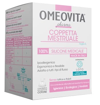Omeovita pharma coppetta mestruale taglia l + sacchetto cotone