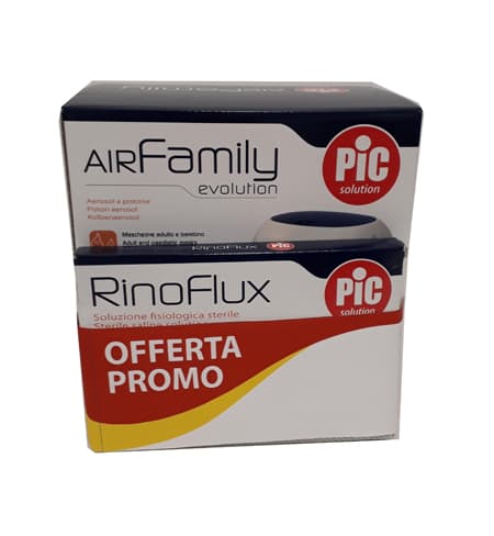 Bundle promo con aerosol air family evo + rinoflux 2ml 20pz + rinoflux 5ml 20pz