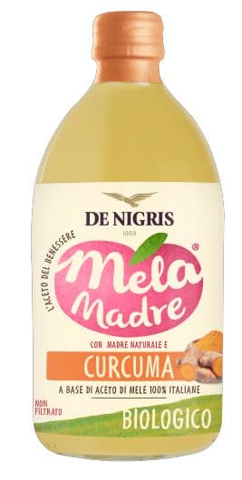 Mela madre aceto mele biologico non filtrato con curcuma 500 ml