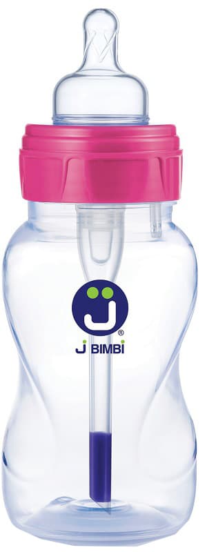 J Bimbi Classic - BFree Biberon Polipropilene Colore Rosa 3m+, 330ml