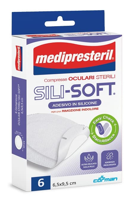 Medipresteril Sili-Soft Compresse Oculari Sterili Adesivo in Silicone, 6 Pezzi