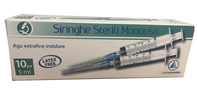 Siringa sterile monouso da 5 ml lotupharma 10 pezzi