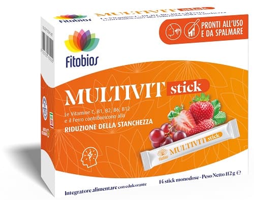 Fitobios Multivit Stick Integratore Riduzione della Stanchezza, 14 Stick