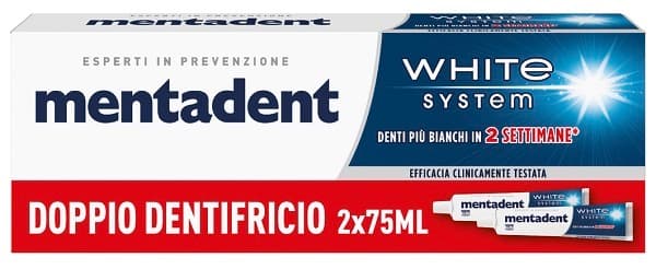 Mentadent White system Dentifricio Sbiancante, 2 x 75ml