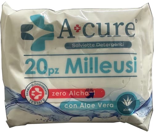 A+Cure Milleusi Salviette Detergente Aloe 20 Pezzi