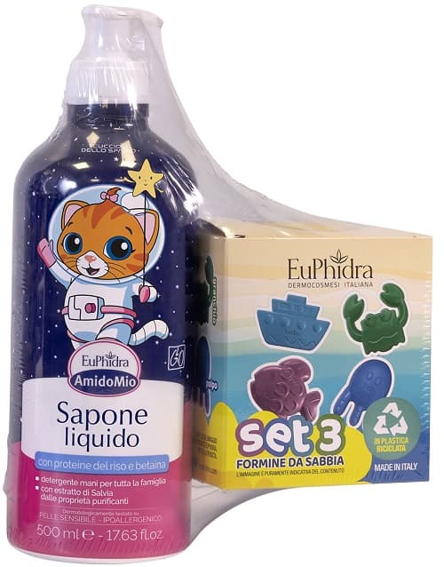 Euphidra Amidomio Abbinata Sapone Liquido 500 Ml + Set 3 Formine Da Sabbia