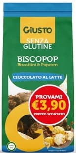 Giusto Senza Glutine Biscopop Cioccolato Al Latte 80 G New Taglio Prezzo 3,90 Euro