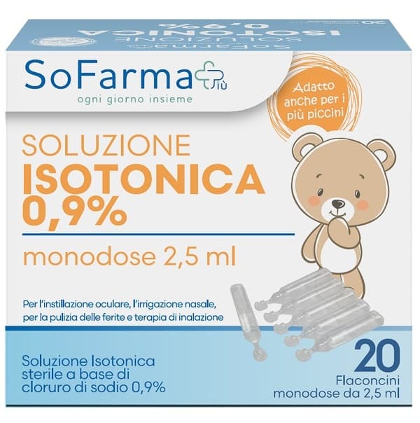 Soluzione Salina 0,9% 20 Flaconi 2,5 Ml Sofarmapiu'