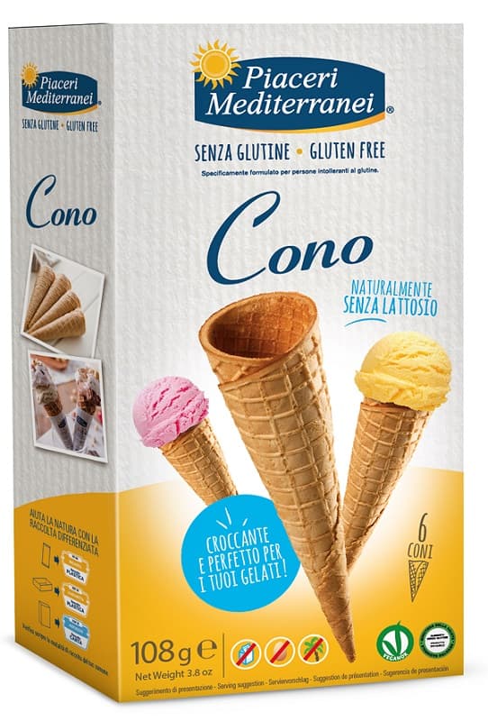 Piaceri Mediterranei Cono per Gelato Senza Glutine 6 pezzi