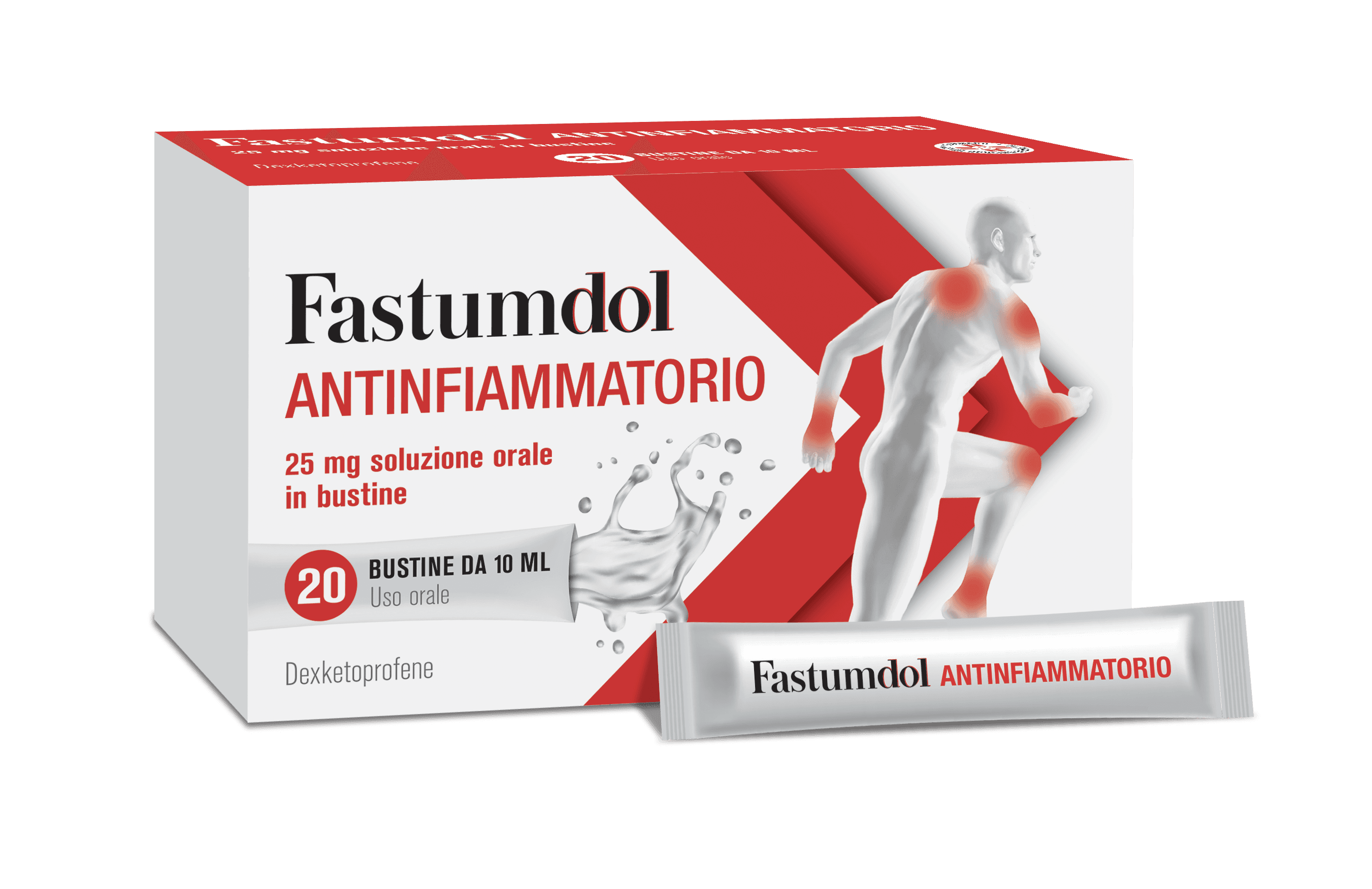 Fastumdol 25mg Antinfiammatorio Dexketoprofene Soluzione Orale 20 Bustine Monodose