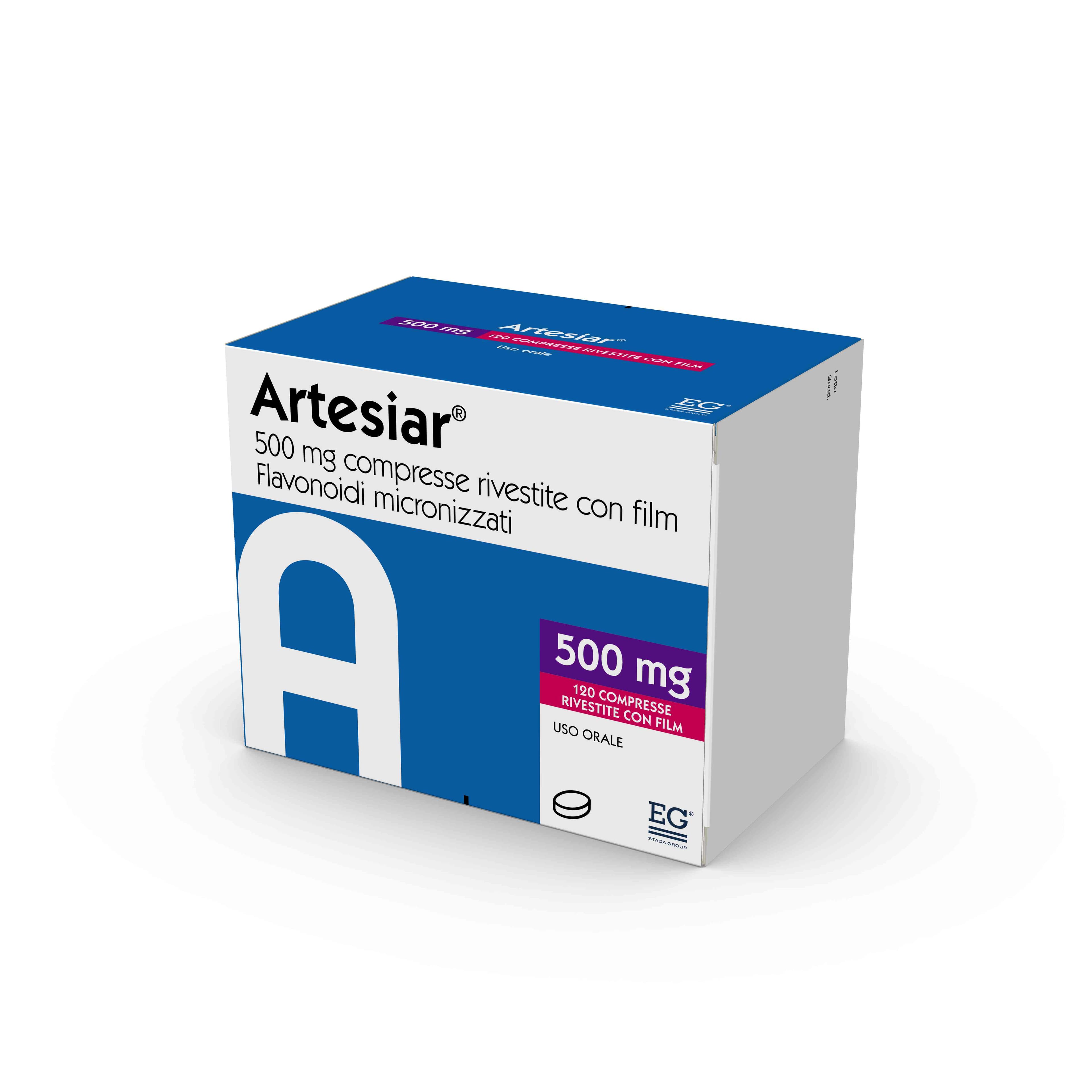 Artesiar 500 mg compresse rivestite con film flavonoidi micronizzati, come diosmina e altri flavonoidi espressi come esperidina