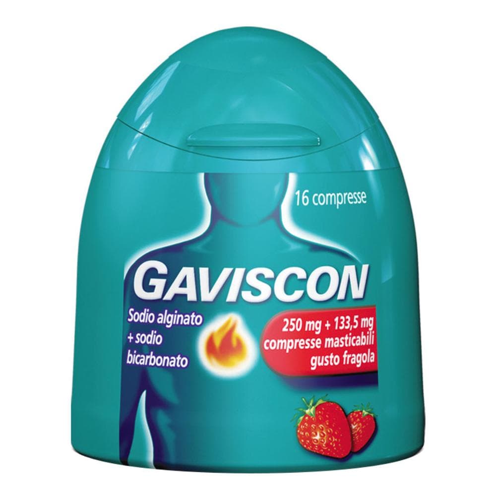 Gaviscon 16 compresse fragola 250+133,5mg
