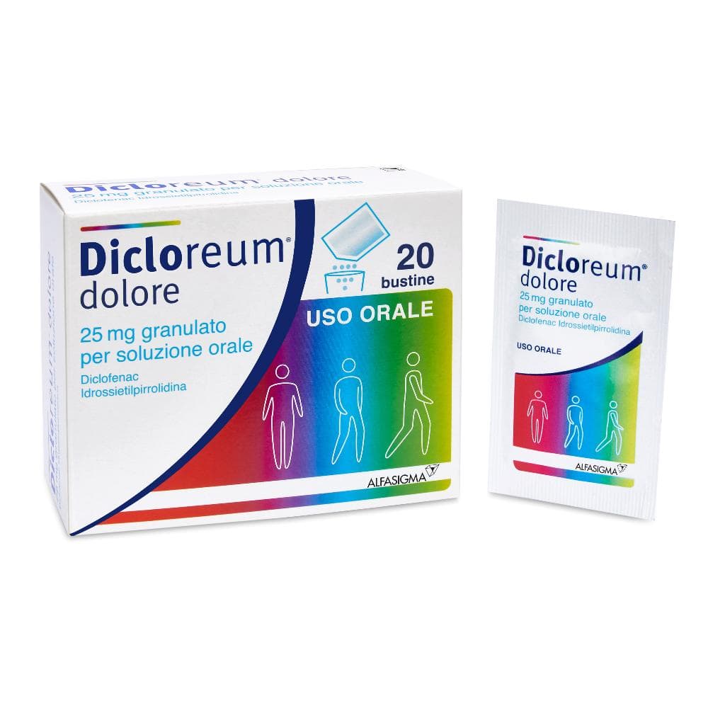 Dicloreum dolore 25 mg granulato per soluzione orale diclofenac idrossietilpirrolidina
