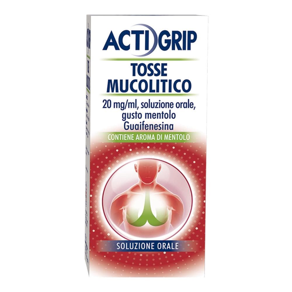 Actigrip tosse mucolitico &ldquo;20 mg/ml soluzione orale, gusto mentolo&rdquo;