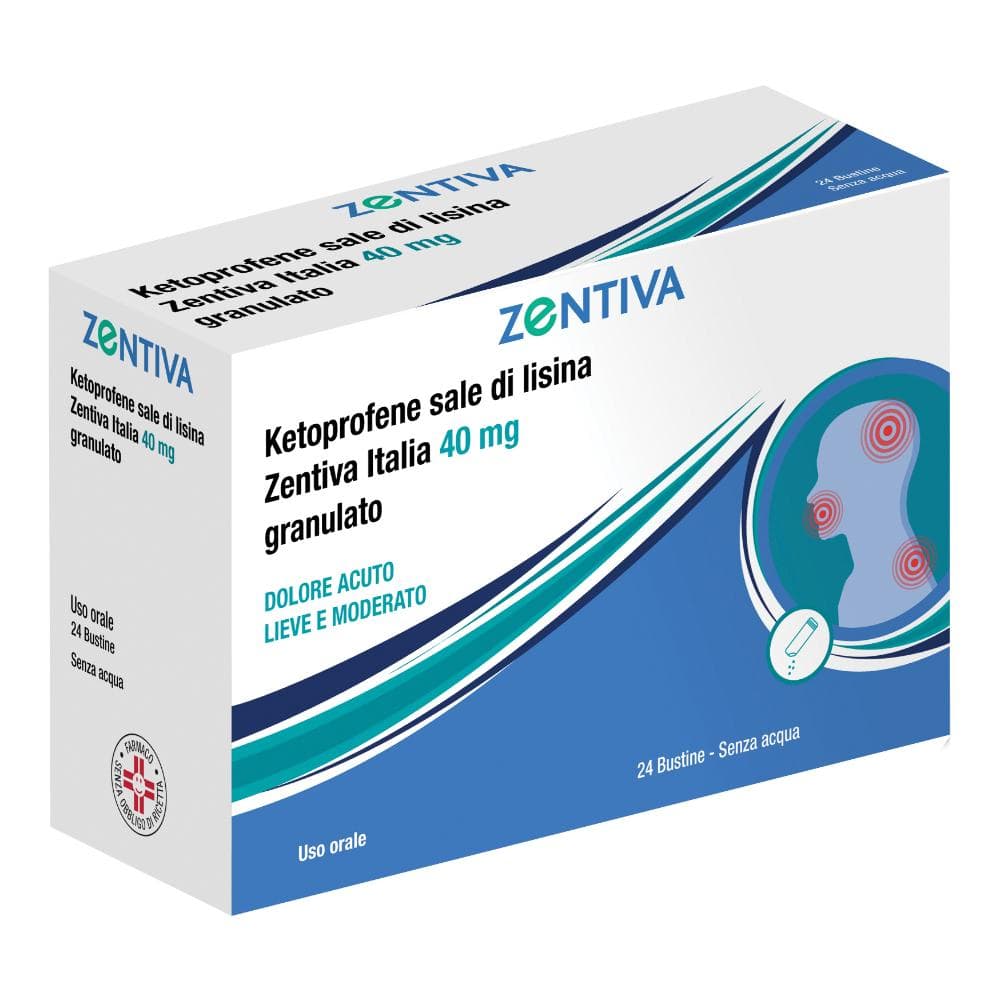 Ketoprofene Sale di lisina Zentiva 40 mg 24 Bustine