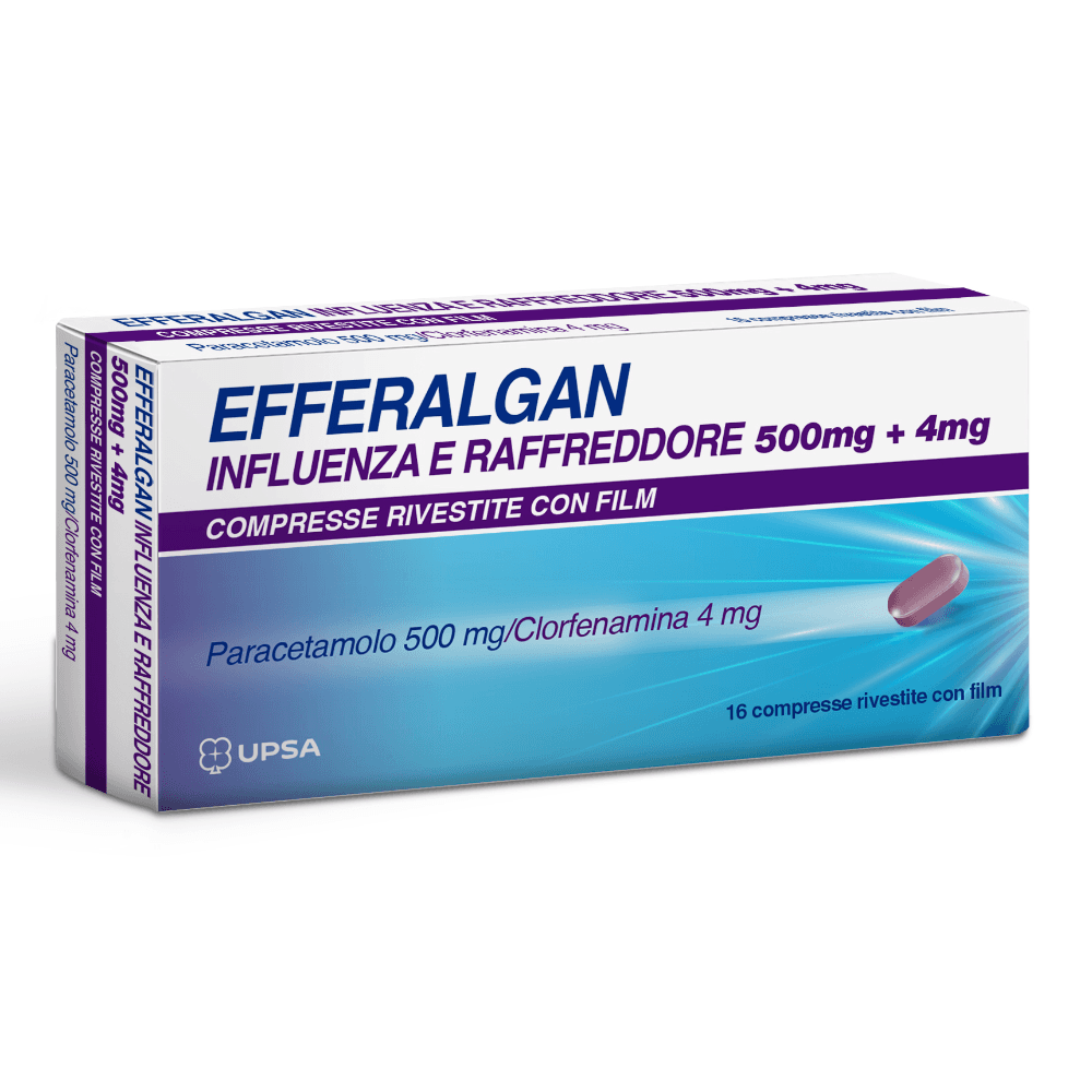 Efferalgan influenza e raffreddore 500 mg + 4 mg compresse rivestite con film
