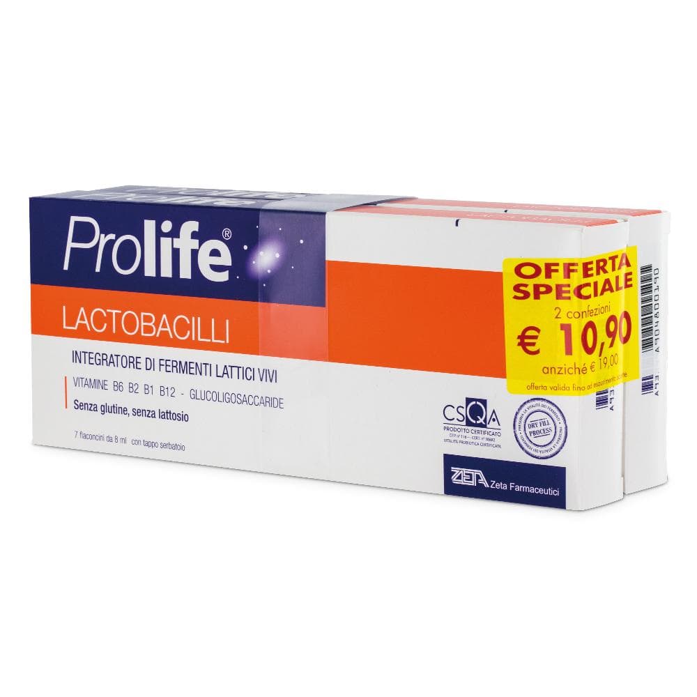 Prolife Lactobacilli Integratore Di Fermenti Lattici PROMO BIPACCO 2 Confezioni da 7 flaconi