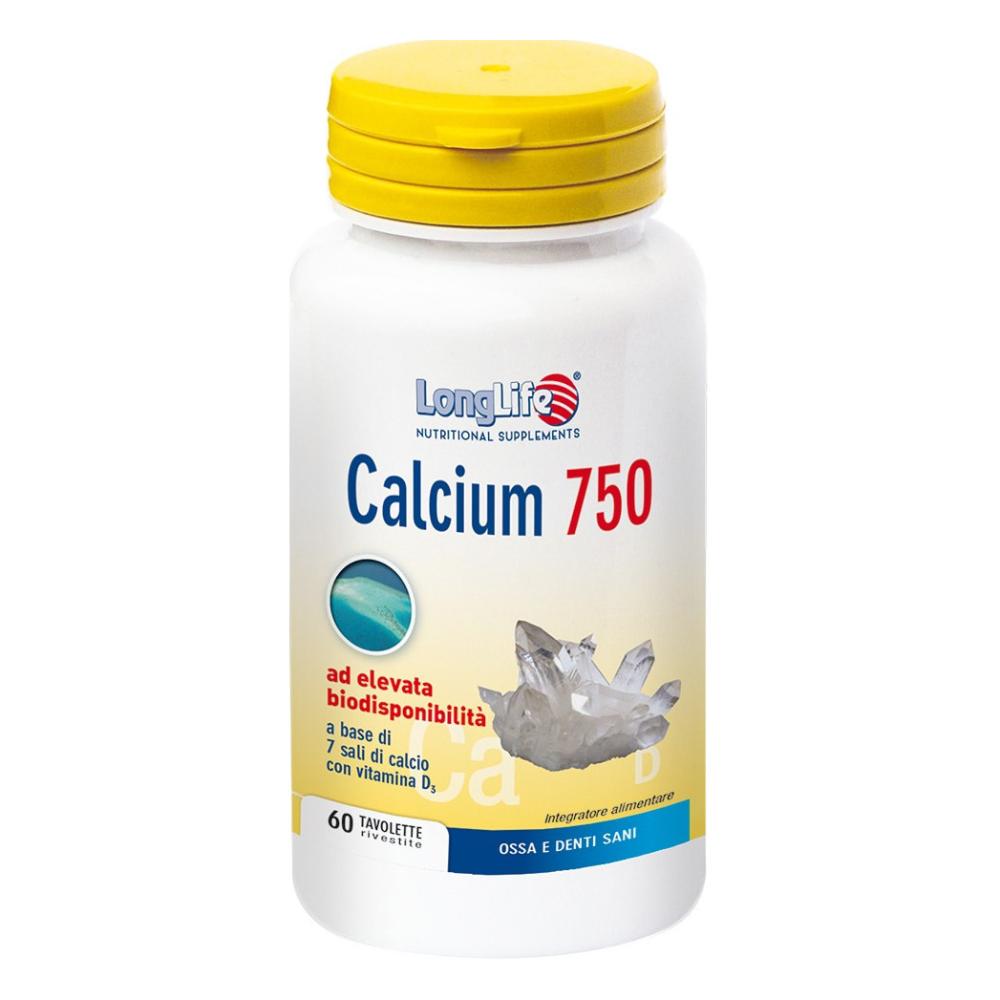 Longlife Calcium 750 Integratore di Calcio 60 Tavolette