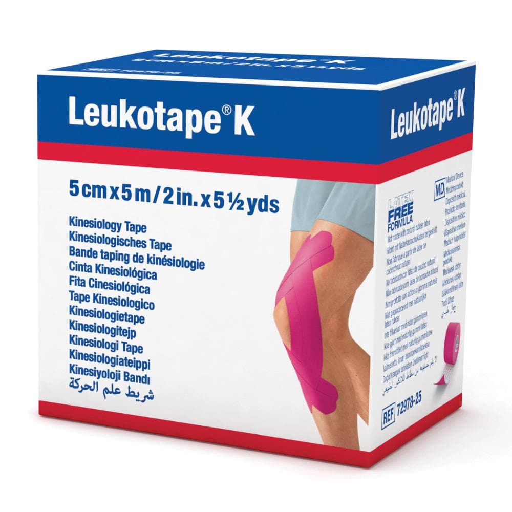 Leukotape K Benda Elastica Adesiva Taping 5x500 cm Misura Media Rosa