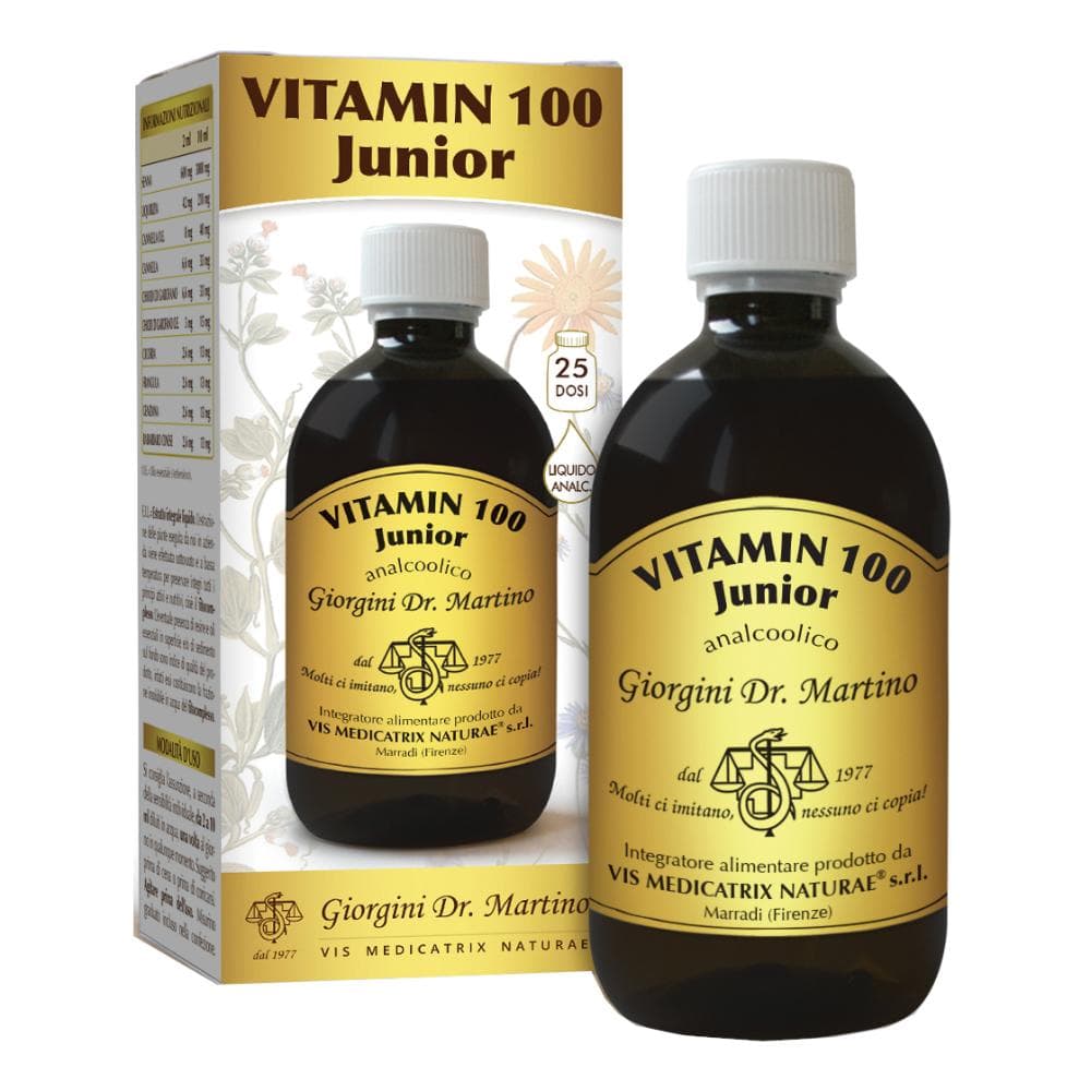 Dr. Giorgini Vitamin 100 Junior Liquido Analcolico Integratore Multivitaminico 500 ml