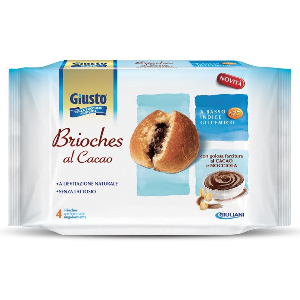 Giusto Brioches al Cacao Merenda senza zuccheri e senza lattosio 180 g