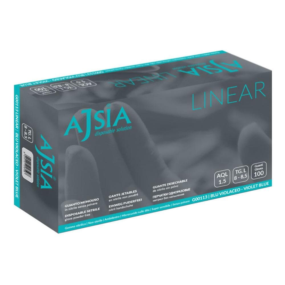 Guanto Monouso In Nitrile Senza Polvere Ajsia Linear Blu Violaceo Extralarge 100 Pezzi