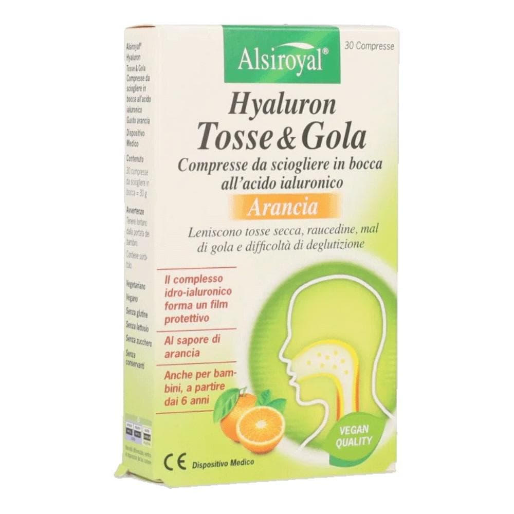 Hyaluron tosse&amp;gola arancia 30 compresse