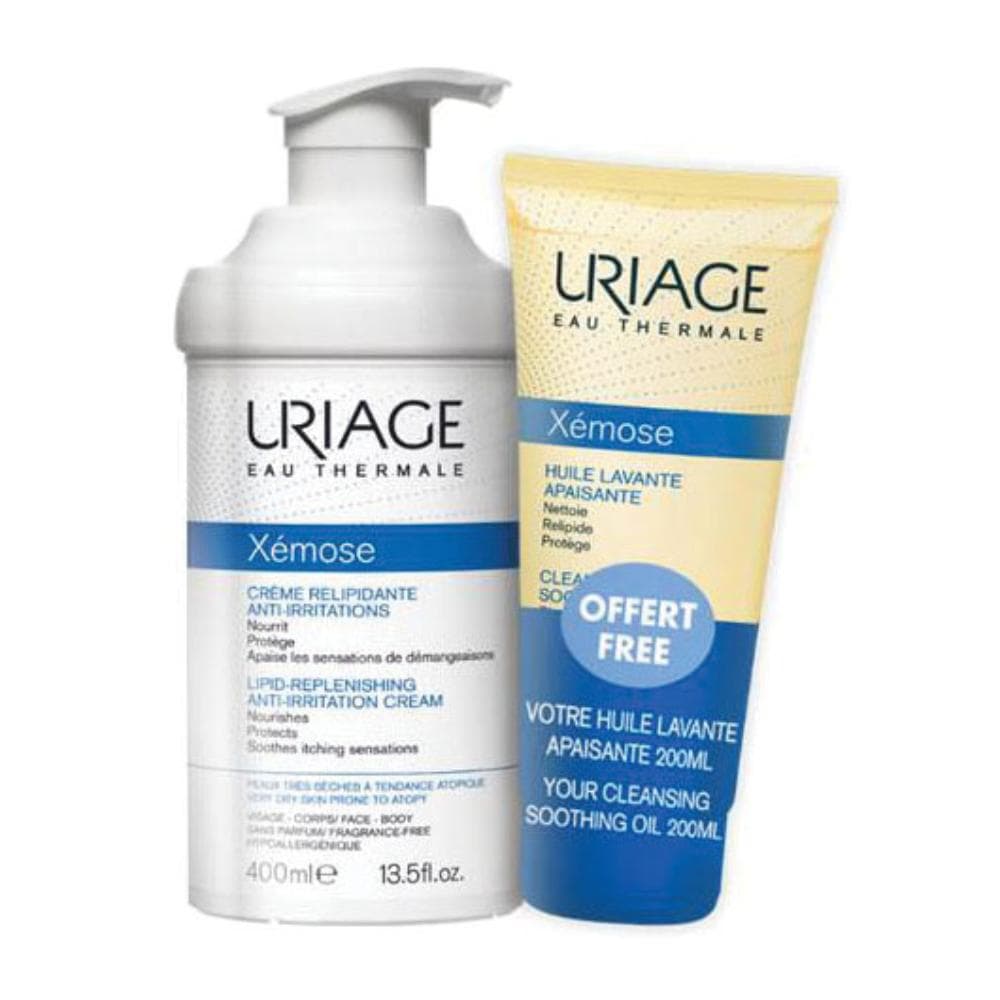 Uriage Xémose Crema Liporestitutiva Anti-Irritazioni + Olio Lavante Lenitivo Doccia e Bagno in Omaggio