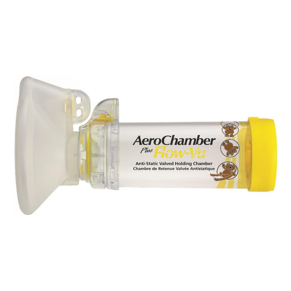 Camera Distanziatrice Antistatica Aerochamber Plus Flowvu Maschera Pediatrica Medium 1 5 Anni Giallo