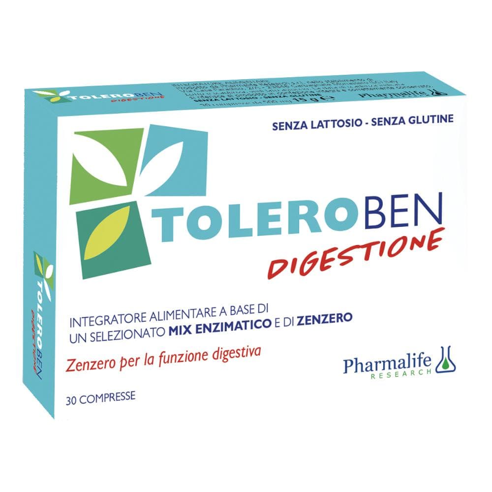 Pharmalife Research Toleroben Digestione Integratore, 30 Compresse