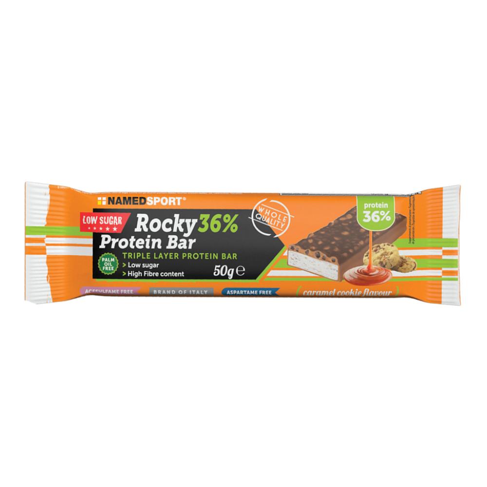Rocky 36% protein bar caramel cookie barretta 50 g