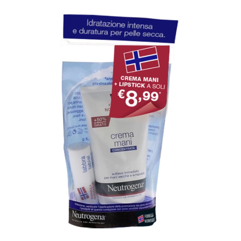 Neutrogena PROMO Crema Mani Idratante Con Profumo + Lipstick Labbra Secche