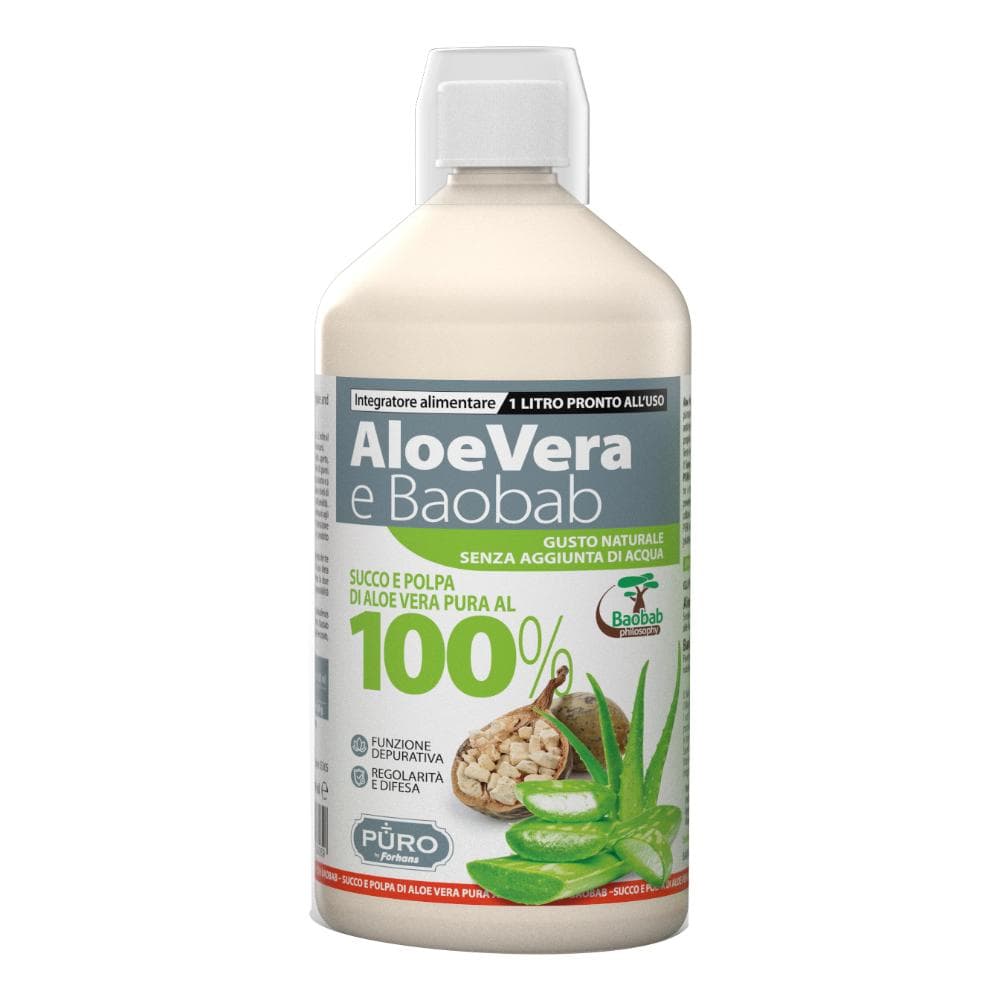 Forhans Puro Aloe Vera Succo E Polpa 100% + Baobab Naturale 1 Litro