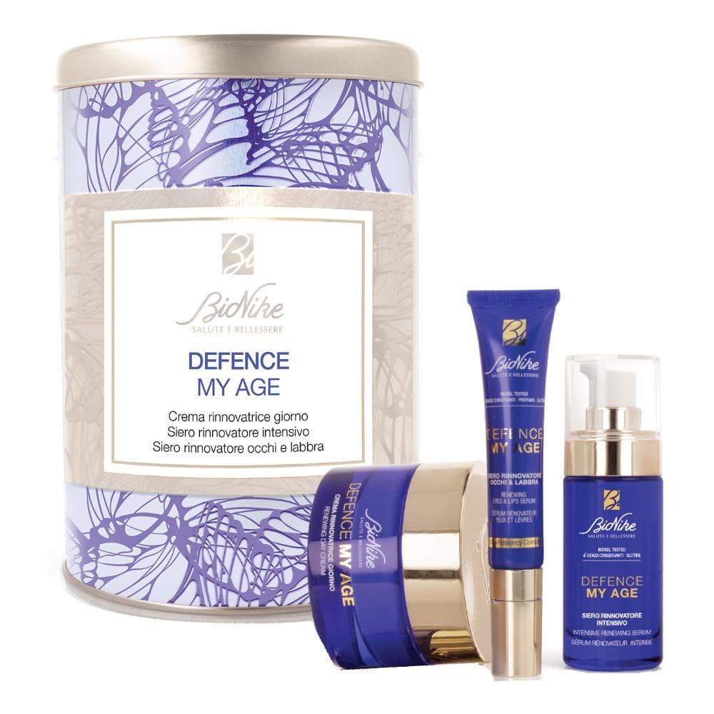 Defence my age kit natale 2021 siero rinnovatore intensivo - crema rinnovatrice giorno - siero rinnovatore occhi e labbra