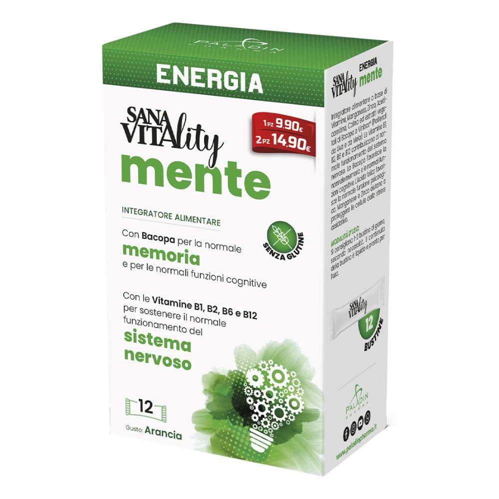 Paladin Pharma Sanavitality - Energia Mente Integratore Memoria, 12 Stick Pack