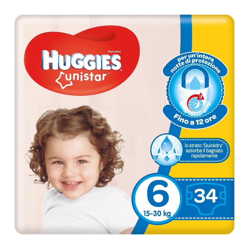 Huggies unistar grande 6 34 pezzi