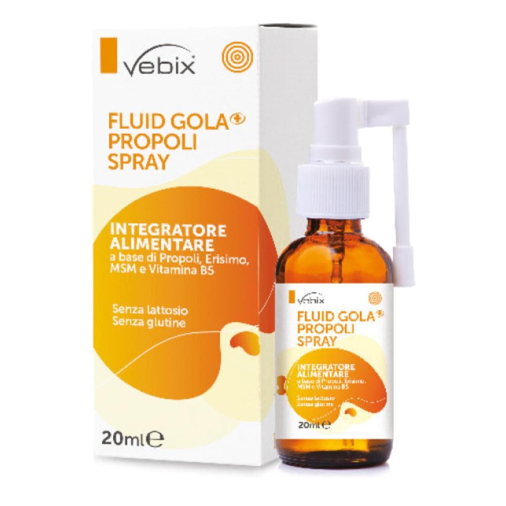 Vebix Nutrients - Fluid Gola + Propoli Spray Integratore Benessere Gola, 20ml
