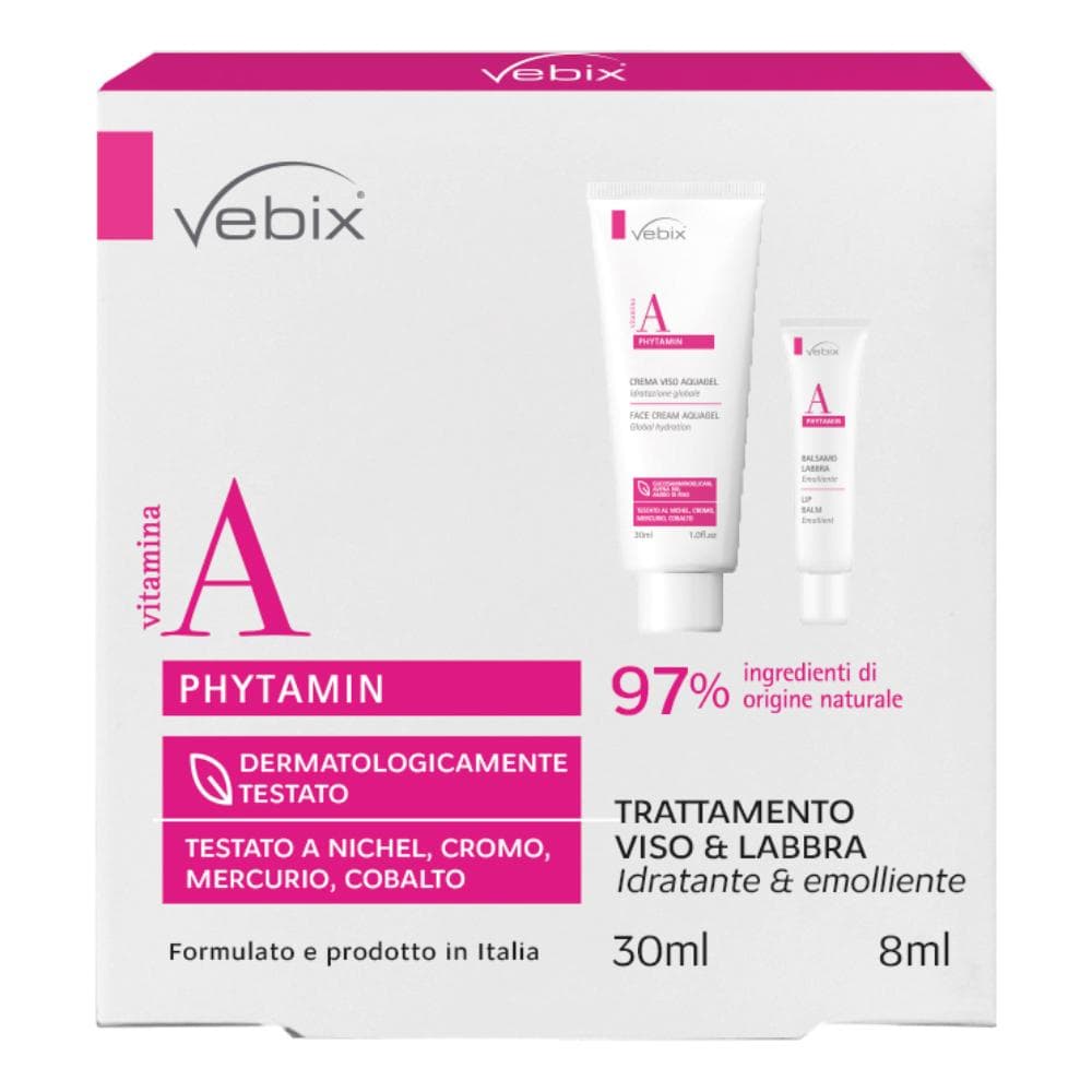 Vebix phytamin cofanetto trattamento viso crema viso aquagel 30 ml + balsamo labbra 8 ml