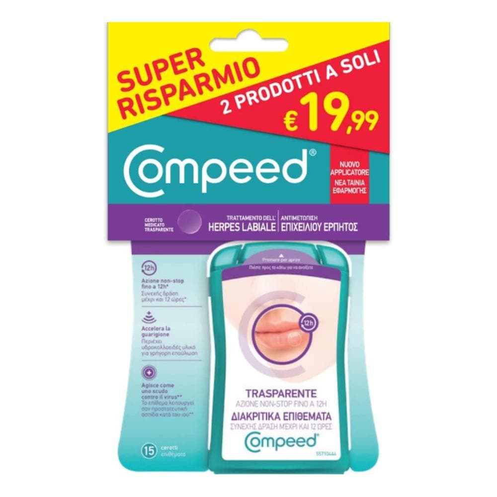 Compeed Trattamento Herpes Labiale BIPACCO 2x15 Pezzi