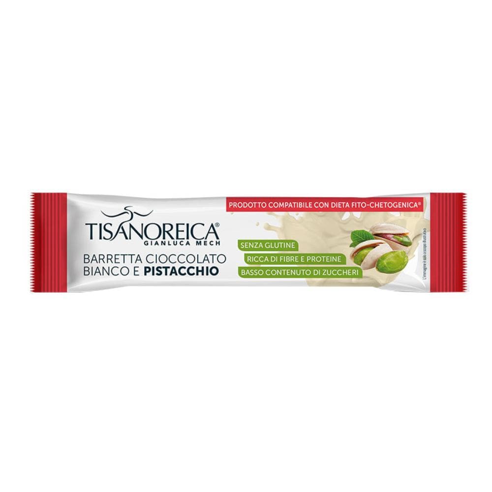 Tisanoreica Barretta Cioccolato Bianco e Pistacchio per Dieta Chetogenica 35g