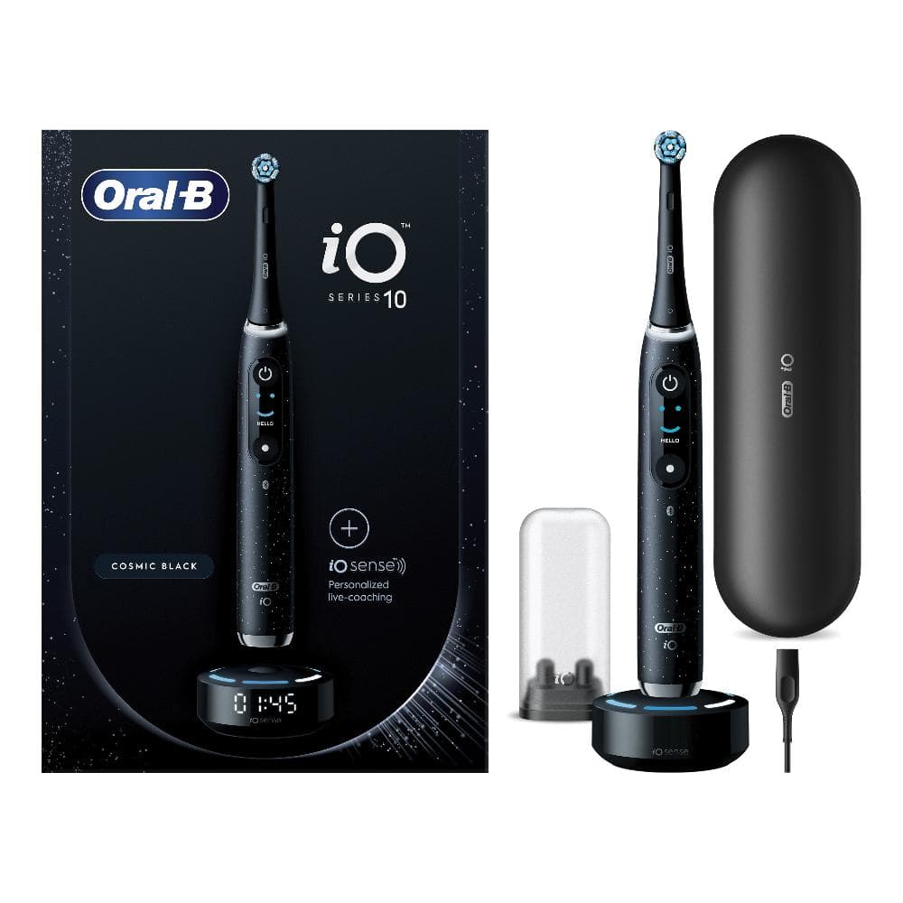 Oral-B Spazzolino Elettrico Ricaricabile iO 10 Nero + 1 Testina, 1 Custodia Da Viaggio ricaricabile, 1 Caricatore iO Sense